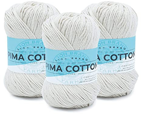 Lion Brand Yarn Pima Baumwollgarn, mittleres Garn zum Stricken, Häkeln und Basteln, 3er Pack, Vintage
