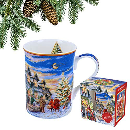 CARMANI - Tasse en porcelaine décorée avec un theme de Noël 400ml