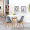 BenyLed Mesa de Comedor Redonda y 4 Sillas de Cocina Moderna y Sillas de Acolchadas, Juego de Muebles para el Hogar, Oficina, Cocina, Blanco + Gris