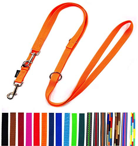 Hundeleine Doppelleine verstellbar 2m / 2,40m / 2,80m / 3,50m / 5m große Hunde 20mm/25mm (Orange 20mm, 2,00m)