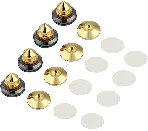 ANCLLO - Juego de 4 clavijas para altavoces, soportes para altavoces, amplificador de subwoofer de audio de CD, placa giratoria, patas de aislamiento, almohadillas de base aislante de cono