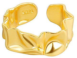 Chengxun Modischer Ring mit unregelmäßiger Faltstruktur, verstellbarer Ring, goldener Bankett-Ring, Geschenk für Mädchen