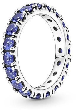 PANDORA Ring Timeless funkelnde Reihe silber, blaue Kristalle 190050C02 54