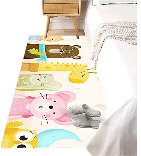 Teppich Läufer Jungen Mädchen Spielteppich Teppich Kinderzimmer Karikatur Trägheit Katze Eule Kaktus Teppich Küche Wohnzimmer Schlafzimmer Spielzimmer Antirutsch Kurzflor(Braun4,80x200cm)
