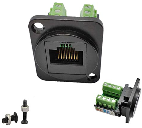 SHANFEILU RJ45/8P8C Rallonge Ethernet de Type D pour Terminal Cat5E sans Soudure Adaptateur réseau Keystone Jack à sertir Connecteur Femelle avec vis