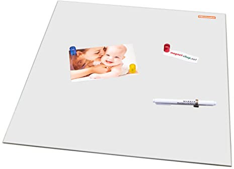 magnets4you Glas-Magnettafel/Magnetboard mit Stift und Magneten Weiß | 45 x 45 cm | beschreibbar | für Küche, Wohnen und Büro…