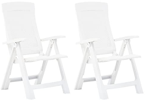 Gecheer 2X Verstellbare Gartenstühle Gartenstuhl Verstellbar Stuhl Klappsessel Klappstuhl Campingstuhl Hochlehner Stühle Gartenstühle Gartenmöbel Kunststoff Weiß