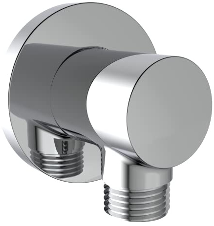 Aquaiaw Wall Supply Elbow with O-Ring Flange, Tapered 1/2 NPT Female Inlet, Solid Brass Wall Union, Round Water Supply Elbow, Polished Chrome, G1/2 Outlet