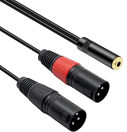 MEIRIYFA 1/8 Buchse auf Dual XLR Stereokabel, Dual-XLR-Stecker auf 3,5mm Buchse kurzes Kabel, 3,5 mm auf 3-poliges XLR Y-Mikrofonkabel - 0,3 m