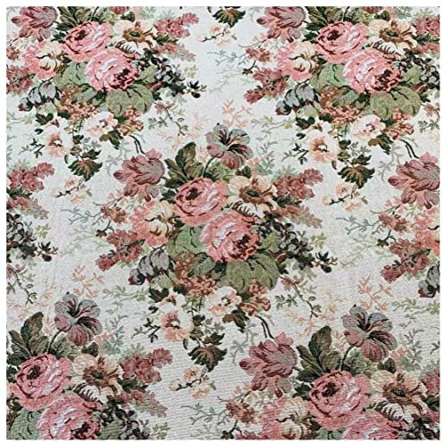 NAKAN Jacquard Polsterstoff Meterware Vintage Blumenmuster 145x100cm für Sofa Stuhl Einrichtung Kopfteil Basteln Vorhang Kissen(Color:rot)