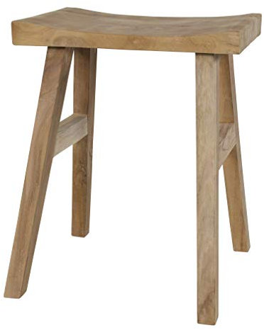 habeig Rustikaler Teak-Hocker #395, Handgefertigt, 40 x 30 cm, Naturholz, Gartenhocker, massiv