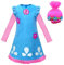 laughZuaia Kinder Mädchen Trolle Mohn Prinzessin Kostüm mit Perücke Halloween Cosplay Party Geschenke (130, Style 1)