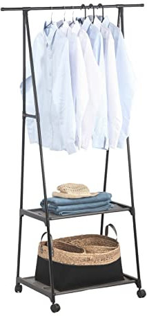 Westerholt Kleiderständer auf Rollen mit Ablage für Mäntel in Schwarz