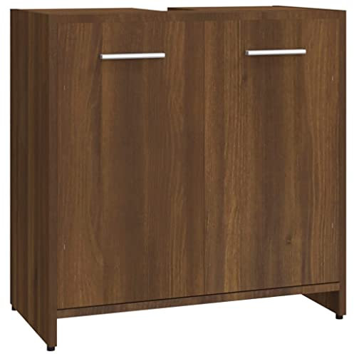 vidaXL Badezimmerschrank, Badschrank mit viel Stauraum, Unterschrank für Badezimmer, Waschbeckenunterschrank Waschbeckenschrank Badmöbel, Braun Eichen-Optik Holzwerkstoff