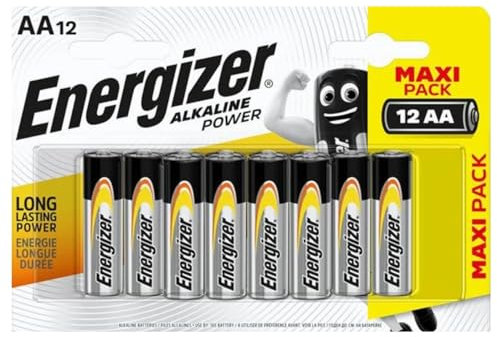 Energizer - Alkaline Power, confezione da 12 batterie AA 1,5 V, lunga durata per uso quotidiano, senza solfatazioni e con durata fino a 10 anni