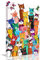 Leinwandbild, gerahmt, 40,6 x 61 cm, Cartoon-Katzen-Dekoration, niedliches Smiley-Katzen-Motiv, lustiges Kinderzimmer-Dekoration, Kinderzimmer, Poster