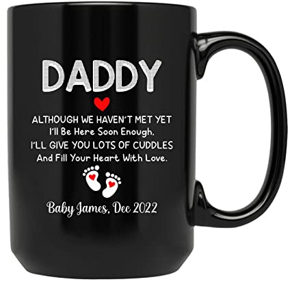 Personalized Daddy Coffee Mug, Gifts Ideas for Dad, Daddy, Father, Father-in-law, Unique Gifts Idea For Men & Husband, Custom Daddy Tea Cup With Baby Name, Black Ceramic Mug 11oz, 15oz