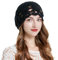 ZLYC Damen-Beanie, Blumen Schwarz, Einheitsgröße