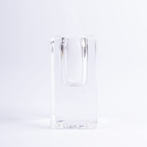 INNA-Glas Eckiger Glasleuchter SOLUNA, transparent, 4x4x8 cm | für Spitzkerzen - Kerzen Halter