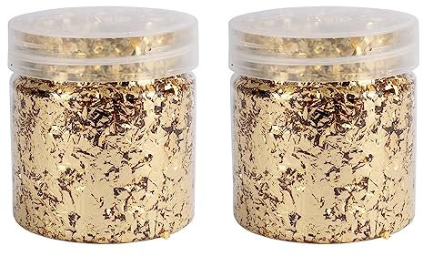Ideen mit Herz Blattmetall-Flocken | Blattgold-Flakes zum Basteln | 2 Dosen mit je 3g (gold)