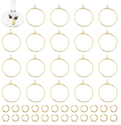 UNICRAFTALE 80Stk Creolen Ohrring Zubehör Set 316 Chirurgischem Edelstahl DIY Ohrring Hypoallergene Weinglas Charm Ringe Mit 120Stk Biegeringen Goldene Ohrring Creolen Für Schmuckherstellung