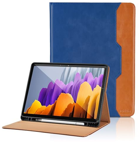 Hülle für Samsung Galaxy Tab S8 2022/ S7 2020 11 Zoll PU Leder Schutzhülle mit Tasche und Stifthalter, Smart Cover mit Stand Funktion - Blau