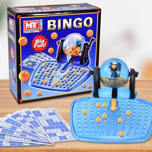 Marco Paul Complete Classic Bingo Game Set with Dispenser, 48 Bingo Cards and 90 Balls - Traditional Family Game for Adults & Kids Bingo Machine - Ideal for Game Nights, Parties, Classrooms & Events
