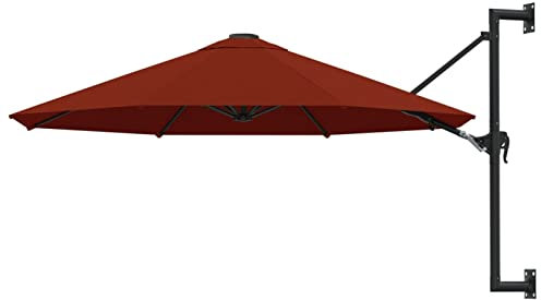 Lechnical Wall-Mounted Parasol with Metal Pole 300 cm Terracotta,Wall-Mounted Parasol,Outdoor Garden Wall-Mounted Parasol(SPU:47299)