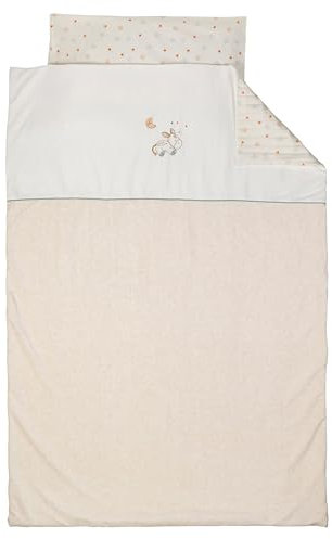 Nattou Bettwäsche-Set aus Baumwolle und Polyester, Esel Leo, Mit Wendemotiv, Bettdeckenbezug 140 x 100 cm, Kissenbezug 40 x 60 cm, Felix und Leo, Beige
