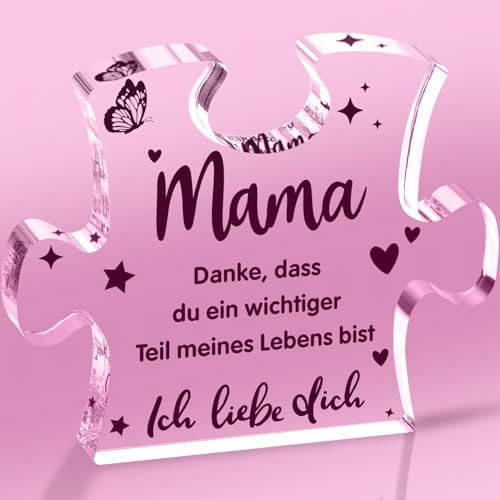 Geschenke für Mama,Puzzle geformte Acryl Block Mama Geschenk für Geburtstag Muttertag Weihnachte