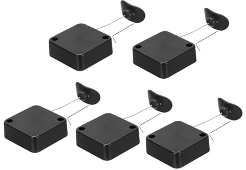 sourcing map Retractable Security Cable Lock,Remote Control Arc Terminal Lock,Remote Control Anti-Lost Rope with Double-Sided Adhesive for TV,DVD,Hardware Cable Lock 5pcs Black 59.06 Length