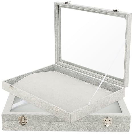 YUENPUN 2 PCS Velvet Necklace Storage Boxes, Jewellery Organiser Boxes, Necklace Display Storage Case for Necklaces Bracelets Earrings