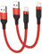 Short USB C Cable 0.3m 2 Pack, USB A to USB Type C Fast Charging Charger Lead Nylon Braided Compatible with Samsung Galaxy S20 S10 S9 S8 Plus Note 10 9 8 (Red)