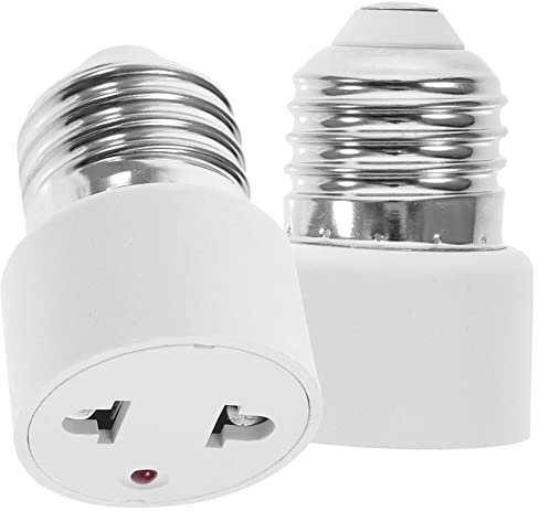 WOONEKY 2 Stück E27 Glühbirnenfassung Zu 2-Poligem Stecker Adapter - Einfache Installation Für Lampen Und Weihnachtsdekorationen - Weißer Lampensockel-Adapter