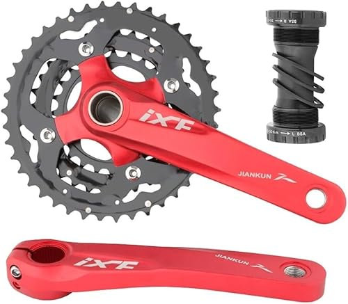 Juego De Bielas For Bicicleta De Montaña De 170 Mm, 64/104 BCD, Juego De Bielas MTB Integrado Hueco, 24-32-42 Dientes, Juego De Bielas De Plato Triple, Velocidad 9/10, Con BSABB ( Color : Red )