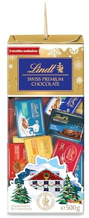 Lindt - Napolitains SWISS PREMIUM - Mix de Chocolats Lait Noisettes, Eclats de Nougat, Noir Pointe de Sel, Coco - Idéal pour Noël, 500g