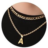 Rajputana Kette Mit Buchstaben,Buchstaben Kette,Halskette Herren,Kette Edelstahl, Kette Jungs,Kette Herren Gold, Ketten für Jungen,Initial Necklace,Chain Letter,Kette Buchstabe A
