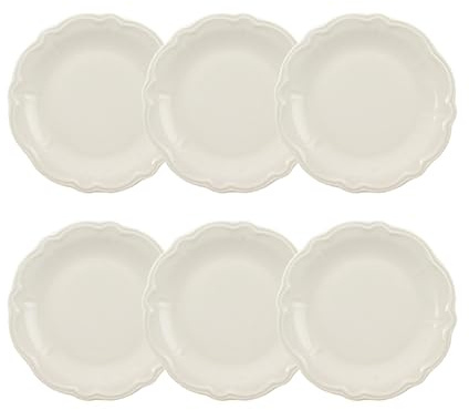 NOVASTYL - Lot 6 assiettes desserts charlotte 21cm en grès blanc - 2614537