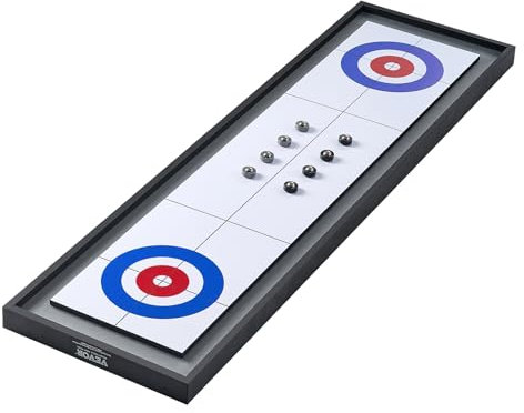 VEVOR Shuffleboard und Curling 2-in-1-Brettspiele, 114 cm tragbares Tischset, zweiseitiges Tisch-Shuffleboard mit 8 rollenden Pucks, Shuffleboard- und Curling-Kombispielset für Kinder und Familie