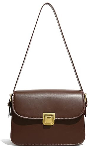 Farcauo Damen Umhängetasche Kleine Schulterriemen Crossbody Bag Damen Pu Leder Crossbody Bag Mode Retro Dunkelbraun Handtasche Multikompartiment 2 Abnehmbar Gurt