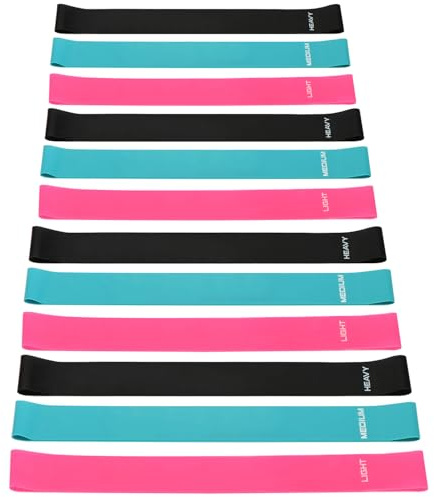 com-four® 12x Mini Body Shape Stretchband, Gymnastikbänder mit 3