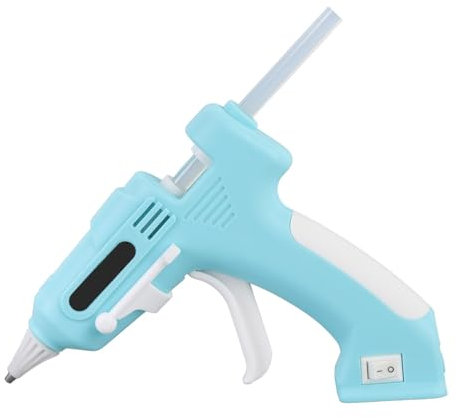 Electric Hot Glue Gun with 10Pcs 7mm Hot Glue Sticks, Hot Glue Gun and Sticks Set, Backflow Prevention Design, Cordless Hot Melt Glue Gun for Crafting, DIY and Repairs (Green)