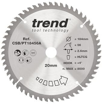 Trend Laminate & HPL Circular Saw Blade, 184mm, 56T, 20mm Bore, TCT