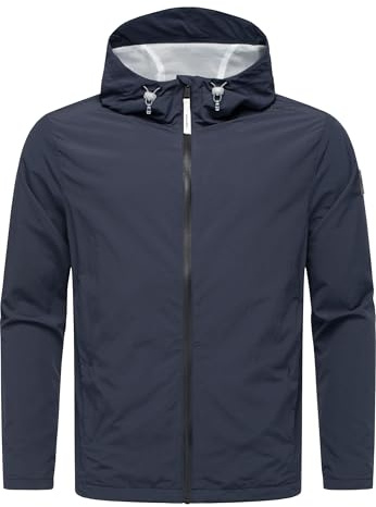 Ragwear Herren leichte Übergangsjacke kurze Sommerjacke mit Kapuze und wasserdichtem Reißverschluss Lewie YOUMODO Navy Gr. L