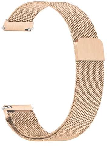 Amzpas Armband für Garmin Vivoactive 4S/Venu 3S/Venu 2S/Vivomove 3S Armband Damen Herren,18mm Edelstahl Mesh Metall Ersatzarmbänder für Garmin Forerunner 255S/265S(Roségold)