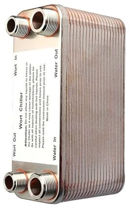 EDEDE Wärmetauscher, 20/30/40 Platten Wärmetauscher Würzekühler, Edelstahl Nstromkühler Homebrew Bierkühler Gartenschlauch Schnelle Kühlung für Fußbodenheizung, Warmwasserbereitung(40 Plate)