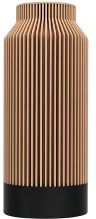 ebenkunst Kontura Vase Beige 25cm mit Schwarzem Rand 2 Farbig, Pampasgras Deko, Blumenvase Modern, Made in Germany aus Bio PLA, Tischdeko, herausnehmbarer & wasserdichter PP-Einsatz, spülmaschinenfest