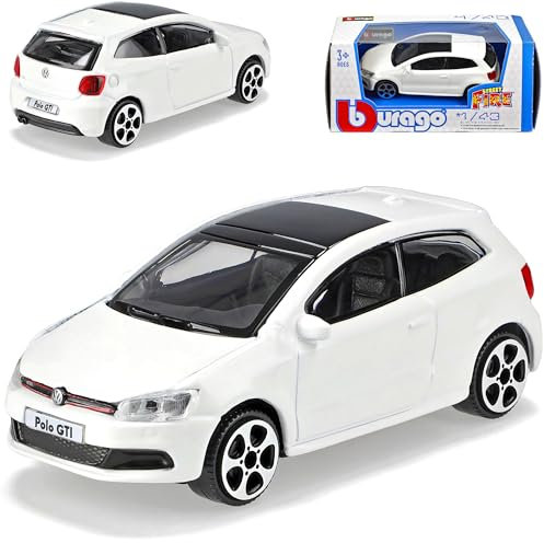 alles-meine.de GmbH Volkwagen Polo V G*T*I Typ 6R 3 Türer Weiss 2009-2017 1/43 Burago Modell Auto mit individiuellem Wunschkennzeichen