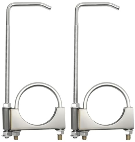MospdyGear 2 abrazaderas de escape de acero inoxidable con pernos en U, diseño de sillín para un ajuste seguro, 2,5 pulgadas para aplicaciones automotrices