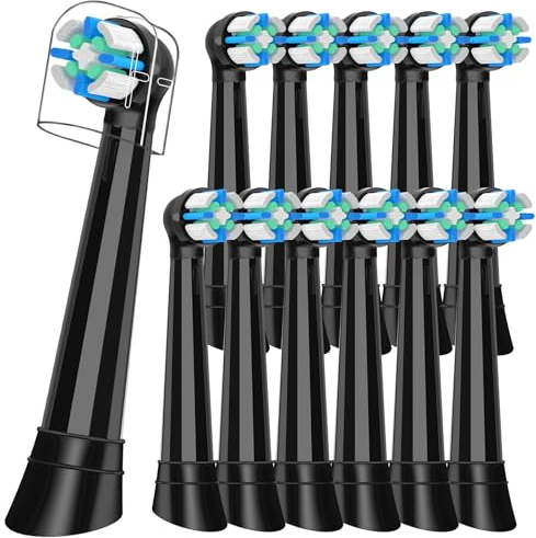 12er IO Aufsteckbürsten Kompatibel mit Oral B iO 2/3/4/5/6/7/8/9/10 Elektrische Zahnbürsten, IO Zahnbürste Aufsätze Kompatibel mit Oral B, Bürstenkopf with Medium Borsten (Schwarz)
